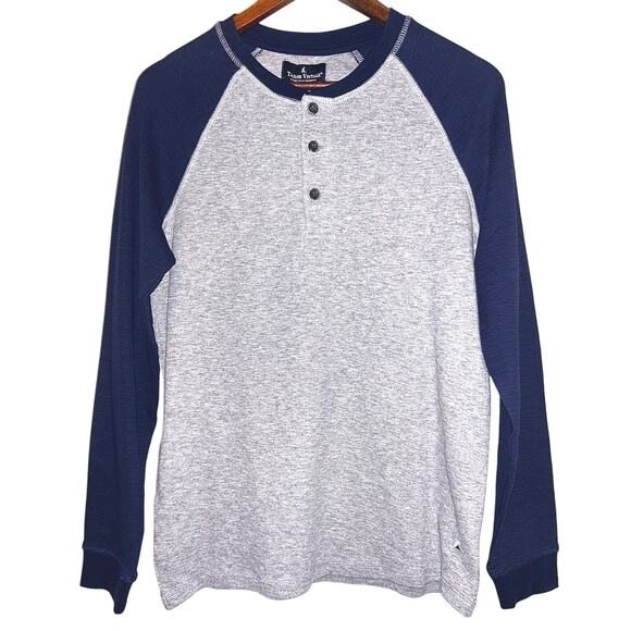 NWT Tailor Vintage Airotec Long Sleeve Navy & Gray Henley Small - Picture 2 of 8